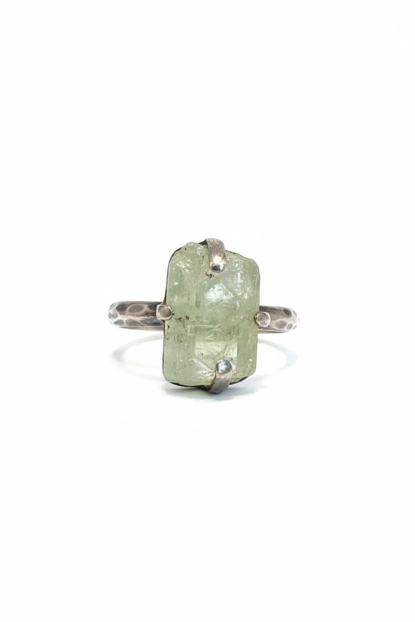 Heliodor Natural Claw Set Sterling Silver Ring Size 7
