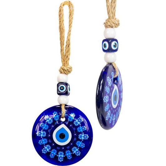 Circle of Fatima Hands Glass Evil Eye Wall Hanging Talisman