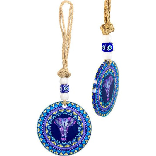 Elephant Glass Evil Eye Wall Hanging Talisman