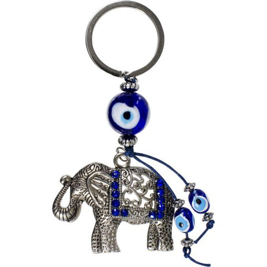 Elephant with Gems Evil Eye Talisman Key Ring Keychain