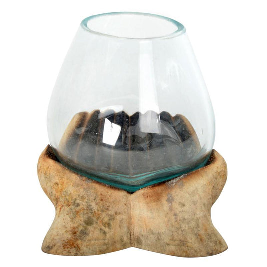 SMALL MOLTEN GLASS BOWL NATURAL DRIFTWOOD HAND