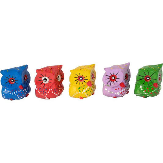 SMALL WOOD OWLS PAINTED