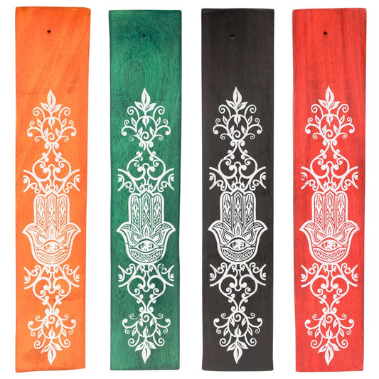 PAINTED WOOD HAMSA INCENSE SLED Assorted Color