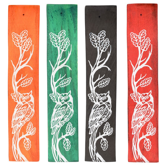 PAINTED WOOD OWL INCENSE SLED ASSORTED COLORS ASSORTED COLOR