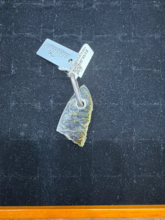 Epidote in Quartz Slab .925 Sterling Silver Pendant