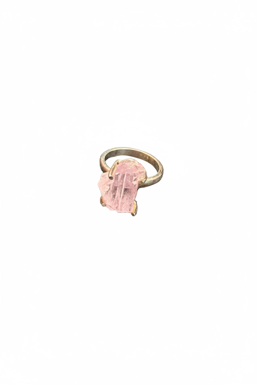 Kunzite Natural Claw Set .925 Sterling Silver Ring Size 8