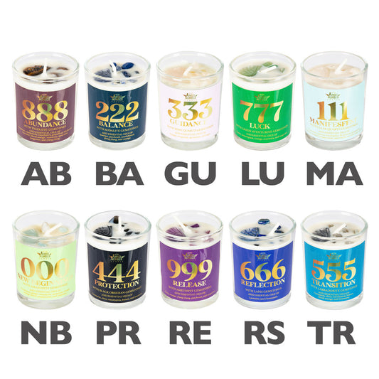 Angel Number 000 New Beginnings Candle with Amazonite Gemstones