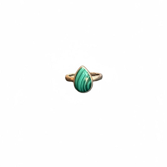 Malachite Drop Polished .925 Sterling Silver Ring Size 6