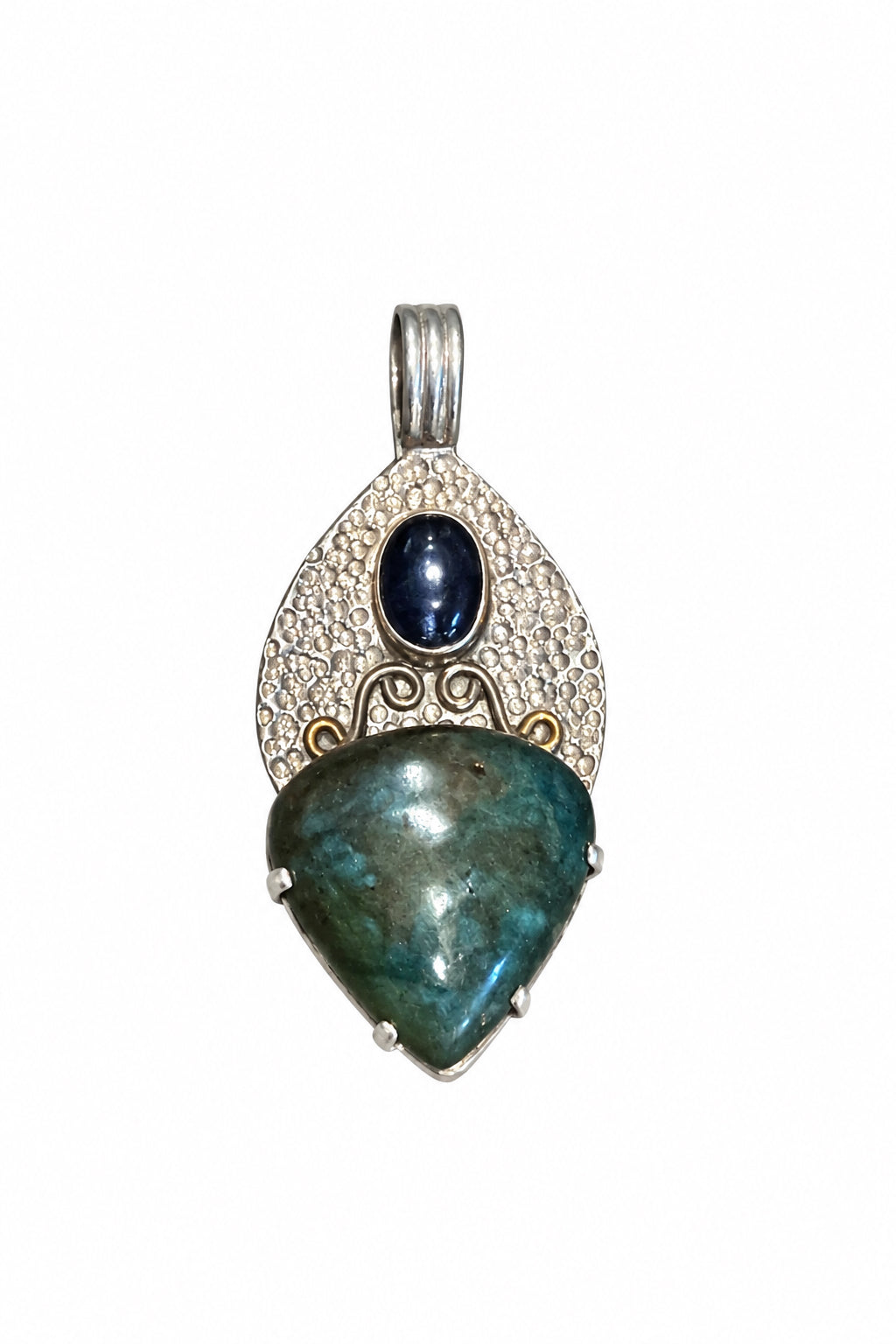 Chrysocolla Kyanite Sterling Silver Pendant