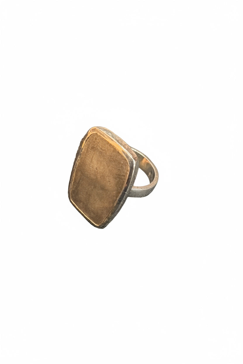 Meteorite Polished Rectangle .925 Sterling Silver Ring Size 6