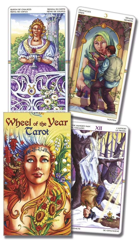 Wheel of the Year Tarot – seasonal tarot deck reflecting pagan sabbats and nature cycles in vivid artwork.

