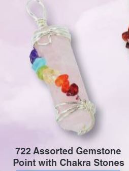 Gemstone D/T Point Chakra Chips Stones Wire Wrapped Pendant