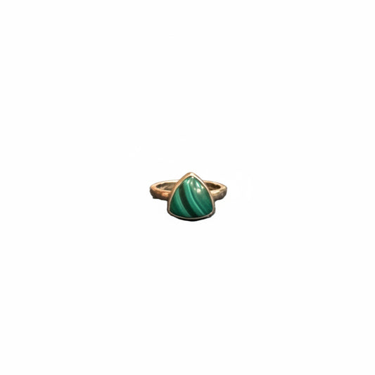 Malachite Triangle Polished .925 Sterling Silver Ring Size 6
