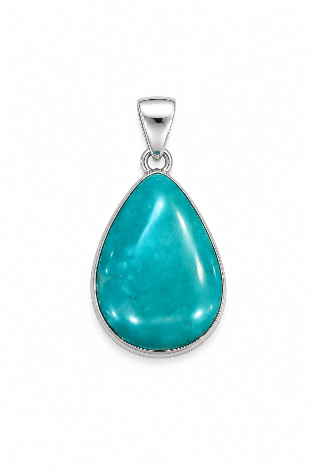 Turquoise Green Drop Cab Sterling Silver Pendant