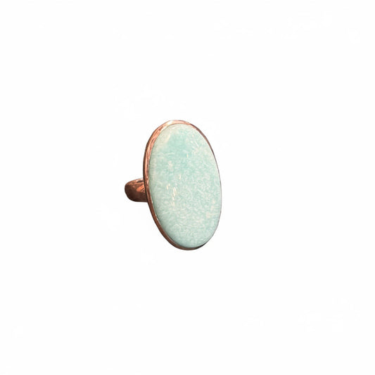 Amazonite Large Oval Sterling Silver Ring Size 8