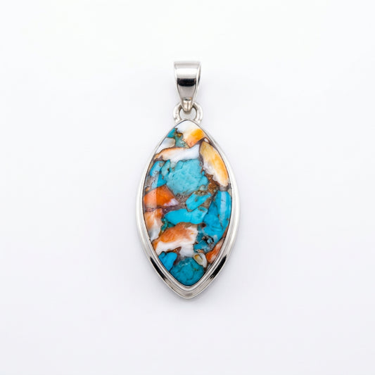 Spiny Turquoise Platinum Plated Pendant