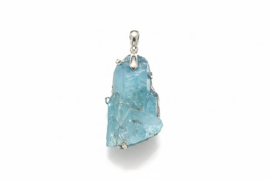 Aqua Aura Quartz Cluster Point Clip Set Sterling Silver Pendant