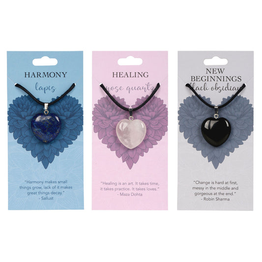 Harmony - Lapis Lazuli Crystal Heart Carded Pendant Necklace
