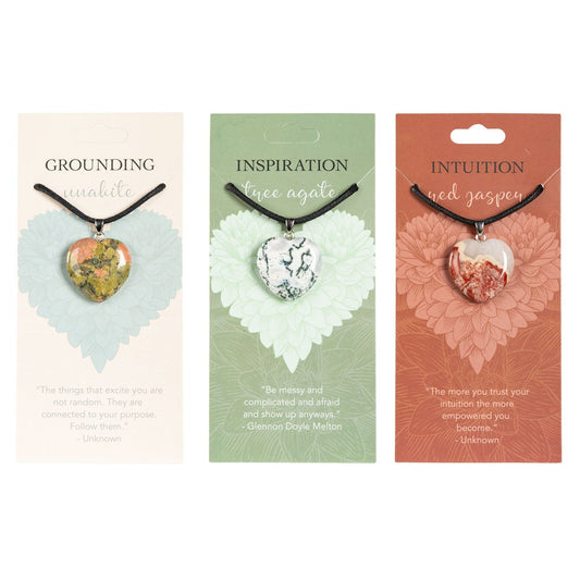 Intuition - Red Jasper Crystal Heart Carded Pendant Necklace