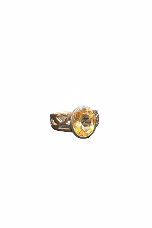 Citrine .925 Silver Ring Size 6