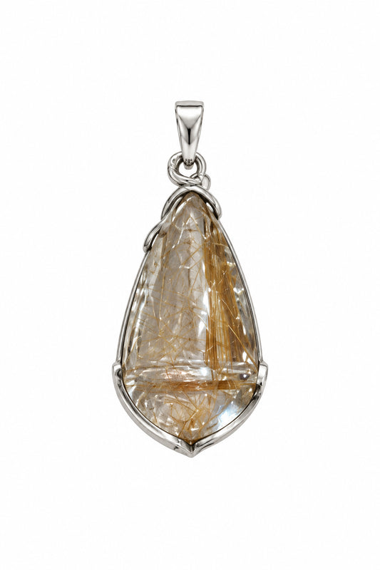 Rutilated Quartz Sterling Silver Pendant
