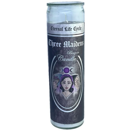 Three Maidens - Benzoin 7 Day Glass Ritual Candle Burn 90 Hours Approx