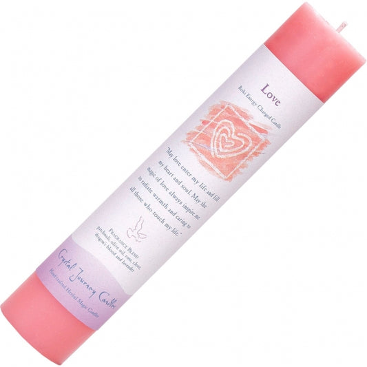 Love Reiki Energy Charged Herbal Pillar Candle 8.5"
