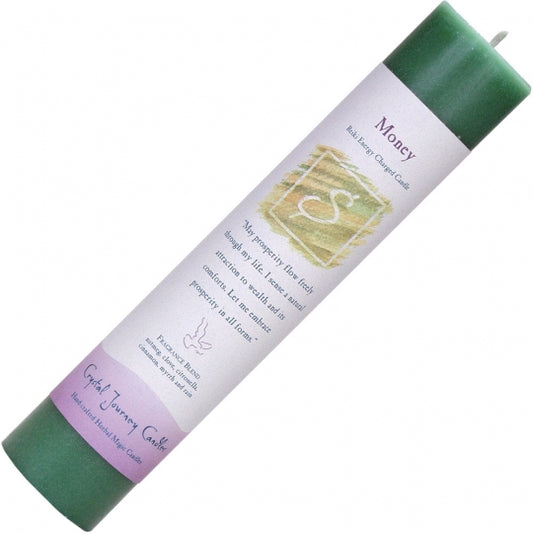 Money Reiki Energy Charged Herbal Pillar Candle 8.5"
