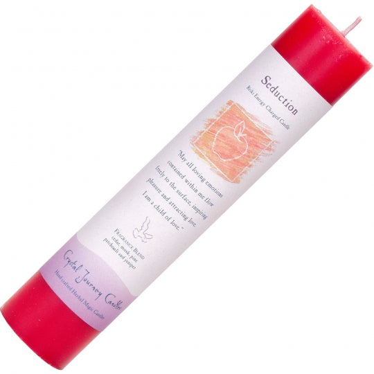 Seduction Reiki Energy Charged Herbal Pillar Candle 8.5"