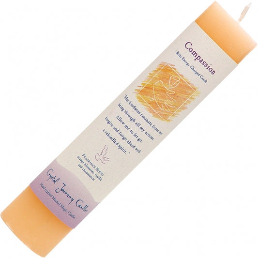Compassion Reiki Energy Charged Herbal Pillar Candle 8.5"