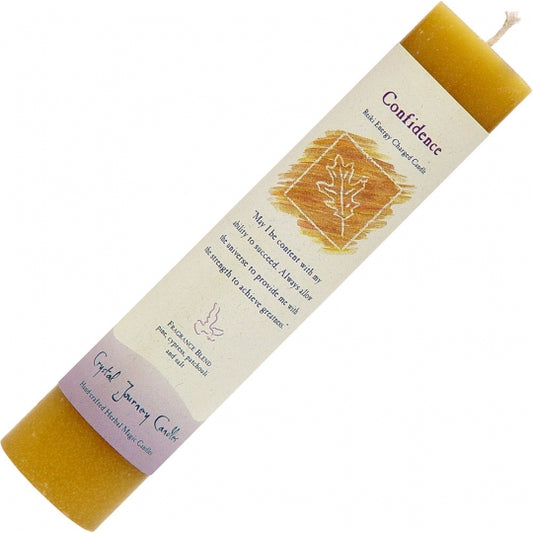 Confidence Reiki Energy Charged Herbal Pillar Candle 8.5"