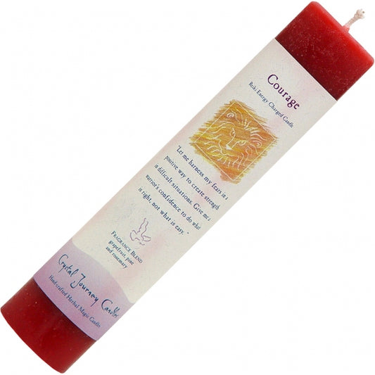 Courage Reiki Energy Charged Herbal Pillar Candle 8.5"