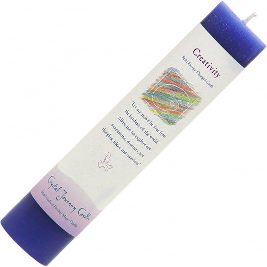 Creativity Reiki Energy Charged Herbal Pillar Candle 8.5"