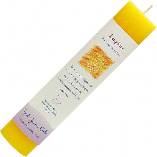 Laughter Reiki Energy Charged Herbal Pillar Candle 8.5"