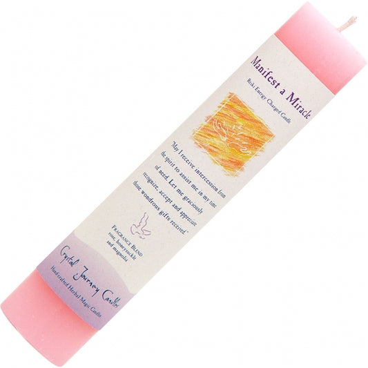 Manifest a Miracle Reiki Energy Charged Herbal Pillar Candle 8.5"