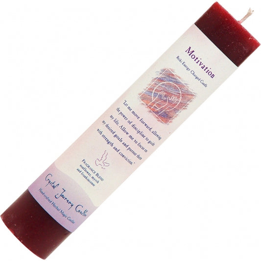Motivation Reiki Energy Charged Herbal Pillar Candle 8.5"