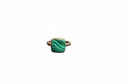 Malachite Square Polished .925 Sterling Silver Ring Size 8