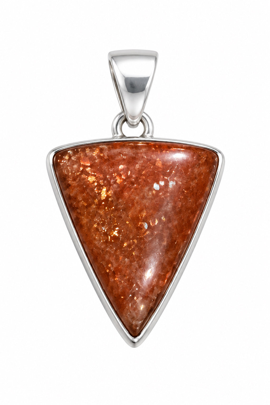 Sunstone Triangle Shaped Sterling Silver Pendant