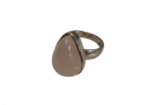 Rose Quartz Drop Cab Sterling Silver Ring Size 8
