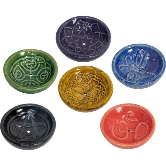 Ceramic Incense Burner Bowls Embossed Assorted - 2"