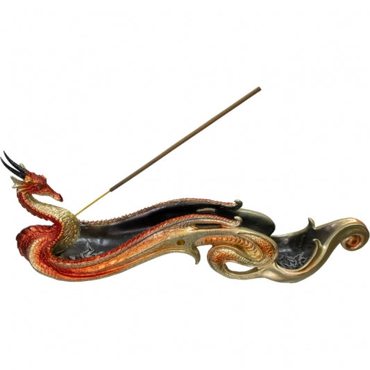 Orange Celtic Dragon Boat Polyresin Incense Holder