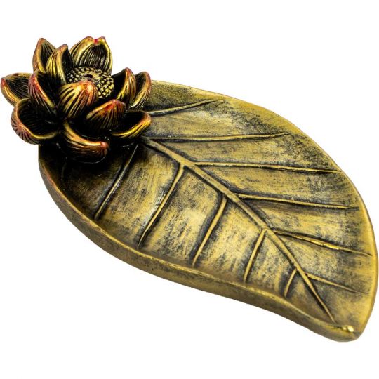 Lotus & Leaf Polyresin Incense Holder