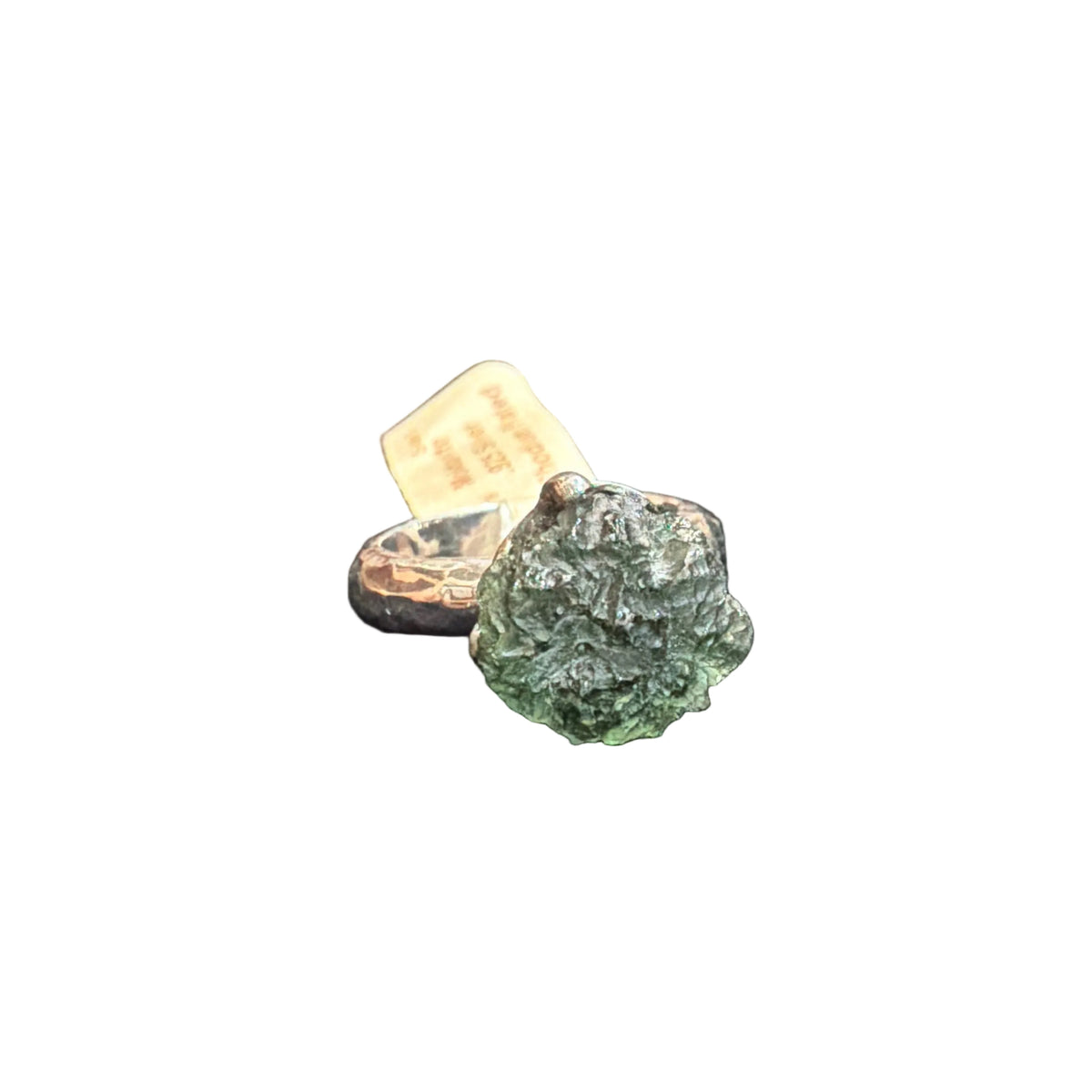 Moldavite Natural Claw Set .925 Sterling Silver Size 6