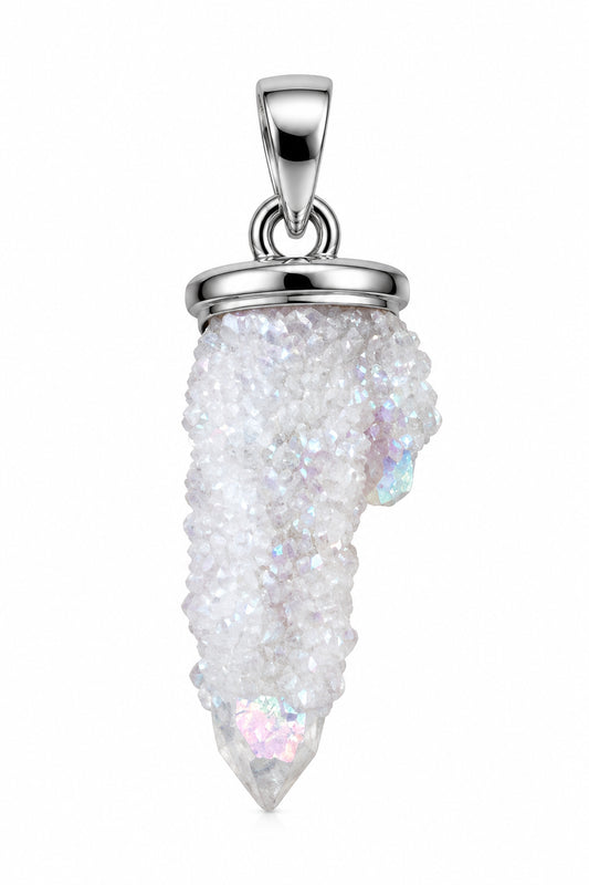 Angel Aura Spirit Quartz .925 Silver Pendant