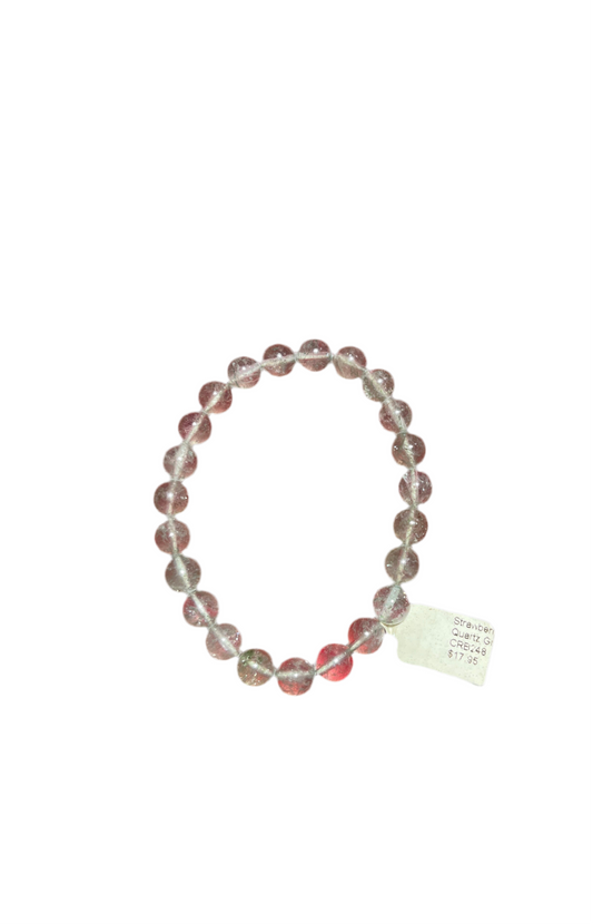 Strawberry Quartz Green Beaded Bracelet