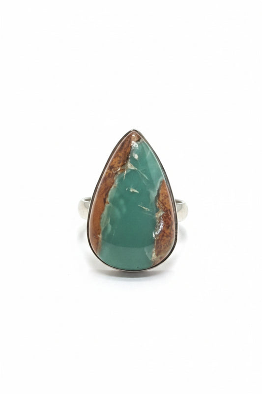 Chrysoprase Polished Drop .925 Sterling Silver Ring Size 6