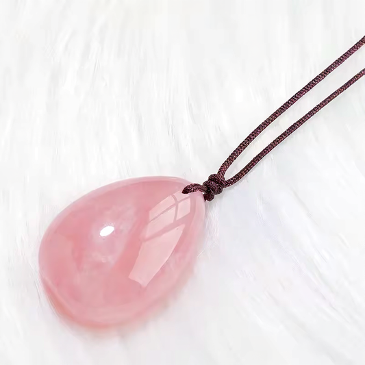 Rose Quartz Tear Drop Drilled Necklace On Brown Cord