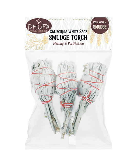 4" California White Sage Torch Smudge Sticks Pack of 3