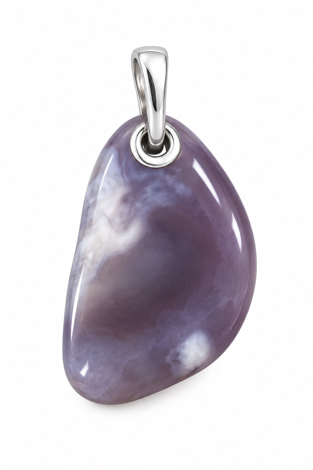Purple Agate Cab Drilled Sterling Silver Pendant