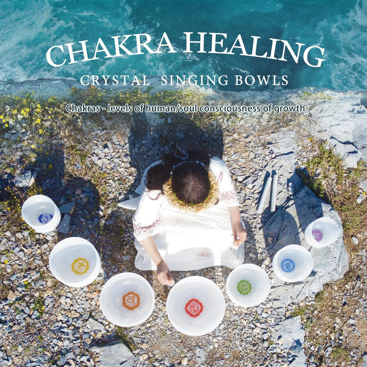 Frosted Quartz Crystal Chakra Singing Bowl